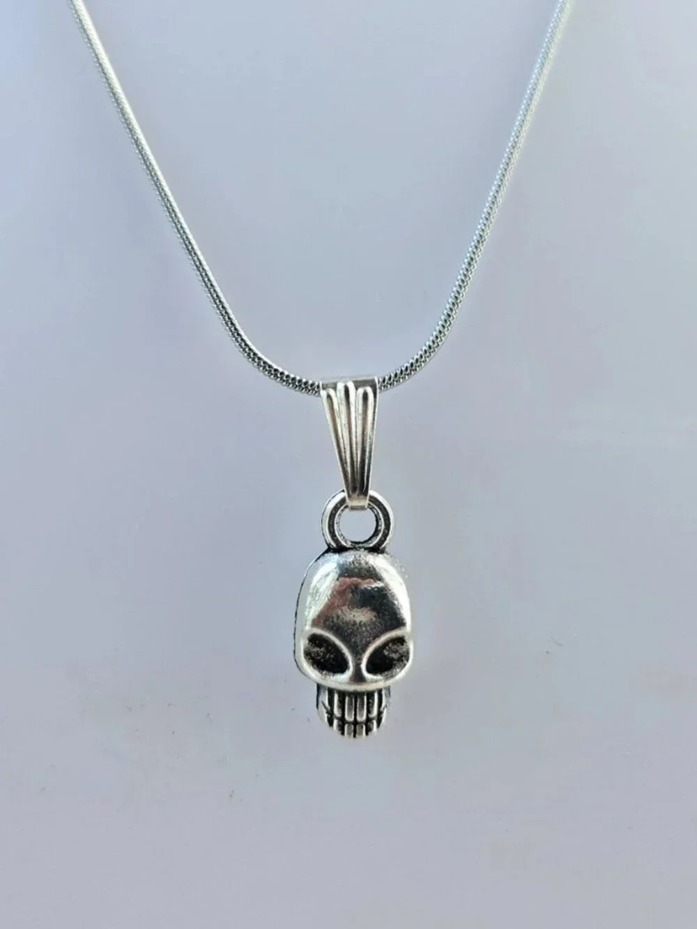 Skull Head Pendant Necklace Silver Tone Chain Fashion Jewelry Unbranded